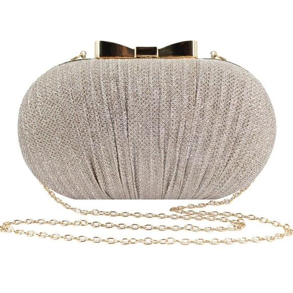 Luxury Glitter Evening Clutch gold Bag -purse Elegant Shell Design for woman - Picture 4 of 6